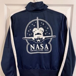 NASA Mighty Fine Graphic Print Stripe Sleeve Zip-up Jacket. NWT! Youth Medium.